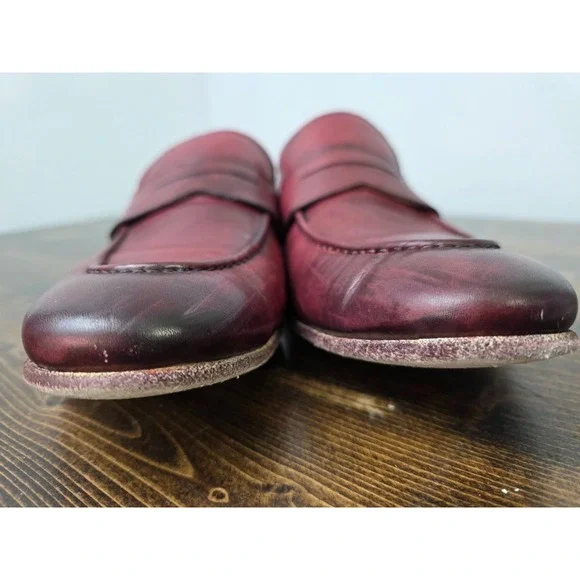 VERO CUOIO Italian Leather Slip On Mahogany Loafers Dress Shoes Italy Men's 10.5 - Picture 7 of 16
